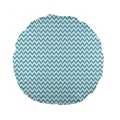 Blue White Chevron Standard 15  Premium Round Cushions by yoursparklingshop