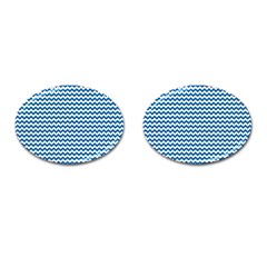 Dark Blue White Chevron  Cufflinks (oval) by yoursparklingshop