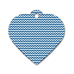 Dark Blue White Chevron  Dog Tag Heart (one Side) by yoursparklingshop