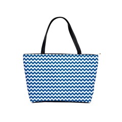 Dark Blue White Chevron  Shoulder Handbags by yoursparklingshop