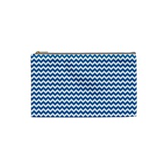 Dark Blue White Chevron  Cosmetic Bag (small)  by yoursparklingshop