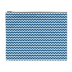 Dark Blue White Chevron  Cosmetic Bag (xl) by yoursparklingshop