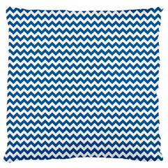 Dark Blue White Chevron  Large Cushion Case (two Sides) by yoursparklingshop