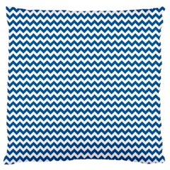 Dark Blue White Chevron  Large Flano Cushion Case (one Side) by yoursparklingshop