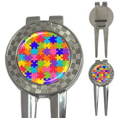 Funny Colorful Puzzle Pieces 3-in-1 Golf Divots by yoursparklingshop