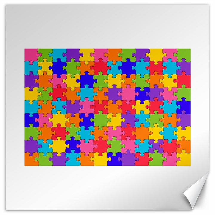 Funny Colorful Puzzle Pieces Canvas 16  x 16  