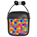 Funny Colorful Puzzle Pieces Girls Sling Bags Front