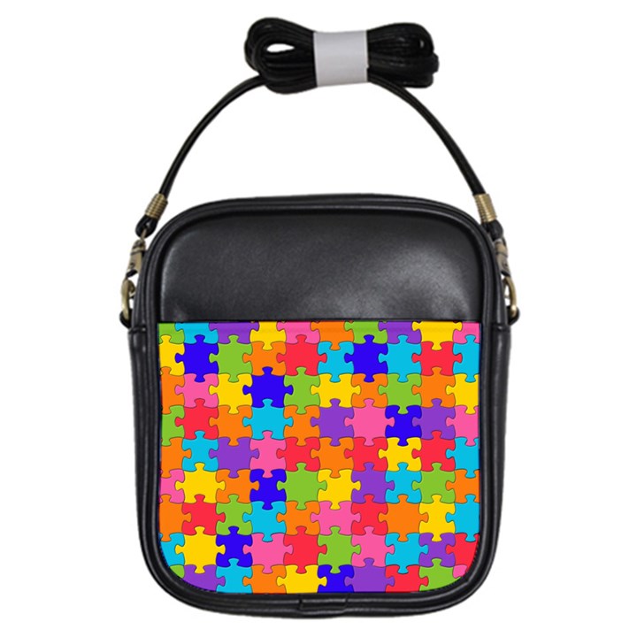 Funny Colorful Puzzle Pieces Girls Sling Bags