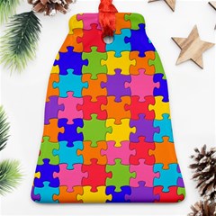 Funny Colorful Puzzle Pieces Bell Ornament (2 Sides) by yoursparklingshop