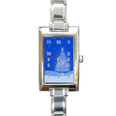 Blue White Christmas Tree Rectangle Italian Charm Watch by yoursparklingshop