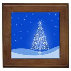 Blue White Christmas Tree Framed Tiles by yoursparklingshop