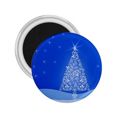 Blue White Christmas Tree 2 25  Magnets by yoursparklingshop