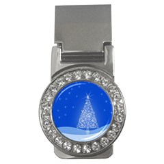 Blue White Christmas Tree Money Clips (cz)  by yoursparklingshop