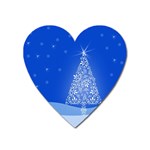 Blue White Christmas Tree Heart Magnet Front