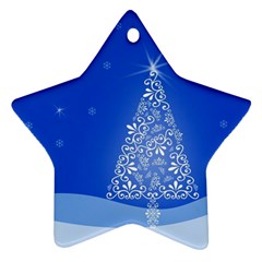 Blue White Christmas Tree Star Ornament (two Sides)  by yoursparklingshop