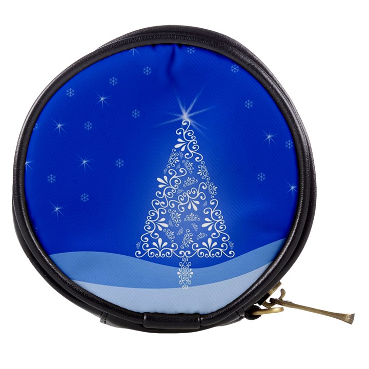 Blue White Christmas Tree Mini Makeup Bags