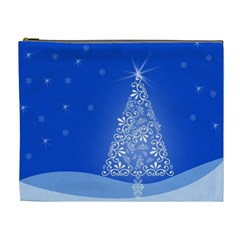 Blue White Christmas Tree Cosmetic Bag (xl) by yoursparklingshop