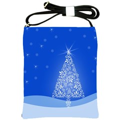 Blue White Christmas Tree Shoulder Sling Bags by yoursparklingshop