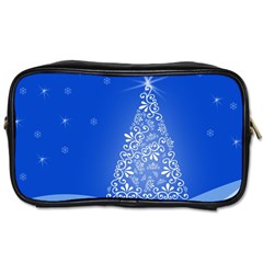 Blue White Christmas Tree Toiletries Bags by yoursparklingshop