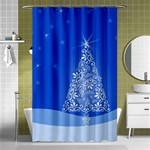 Blue White Christmas Tree Shower Curtain 48  x 72  (Small)  Curtain(48  X 72 ) - 42.18 x64.8  Curtain(48  X 72 )