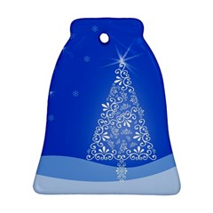 Blue White Christmas Tree Ornament (bell)  by yoursparklingshop