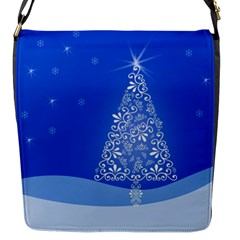 Blue White Christmas Tree Flap Messenger Bag (s) by yoursparklingshop