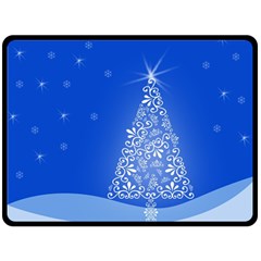 Blue White Christmas Tree Double Sided Fleece Blanket (large)  by yoursparklingshop