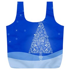 Blue White Christmas Tree Full Print Recycle Bags (l)  by yoursparklingshop