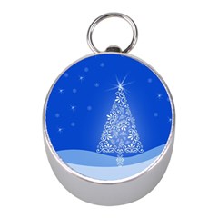 Blue White Christmas Tree Mini Silver Compasses by yoursparklingshop