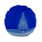 Blue White Christmas Tree Standard 15  Premium Flano Round Cushions Front