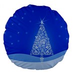 Blue White Christmas Tree Large 18  Premium Flano Round Cushions Front