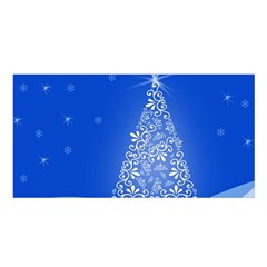 Blue White Christmas Tree Satin Shawl by yoursparklingshop