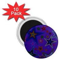 Purple Christmas Party Stars 1 75  Magnets (10 Pack)  by yoursparklingshop