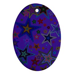 Purple Christmas Party Stars Oval Ornament (two Sides)