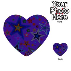 Purple Christmas Party Stars Multi-purpose Cards (heart)  by yoursparklingshop