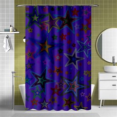 Purple Christmas Party Stars Shower Curtain 48  X 72  (small)  by yoursparklingshop