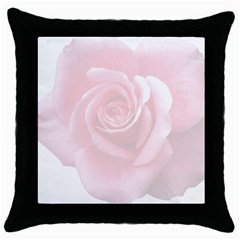 Pink White Love Rose Throw Pillow Case (black) by yoursparklingshop