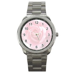 Pink White Love Rose Sport Metal Watch by yoursparklingshop