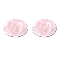 Pink White Love Rose Cufflinks (oval) by yoursparklingshop