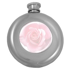 Pink White Love Rose Round Hip Flask (5 Oz) by yoursparklingshop