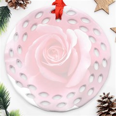 Pink White Love Rose Round Filigree Ornament (2side) by yoursparklingshop