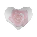 Pink White Love Rose Standard 16  Premium Flano Heart Shape Cushions Back