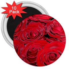 Red Love Roses 3  Magnets (10 Pack)  by yoursparklingshop