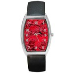 Red Love Roses Barrel Style Metal Watch Front