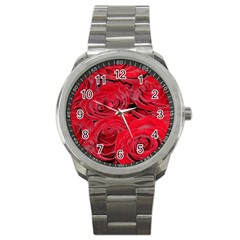 Red Love Roses Sport Metal Watch by yoursparklingshop