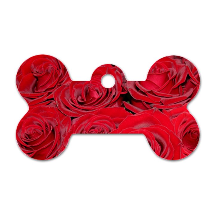 Red Love Roses Dog Tag Bone (One Side)