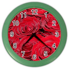 Red Love Roses Color Wall Clocks by yoursparklingshop