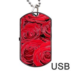 Red Love Roses Dog Tag Usb Flash (one Side) by yoursparklingshop