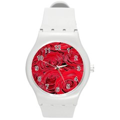 Red Love Roses Round Plastic Sport Watch (m) by yoursparklingshop