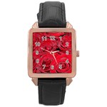 Red Love Roses Rose Gold Leather Watch  Front